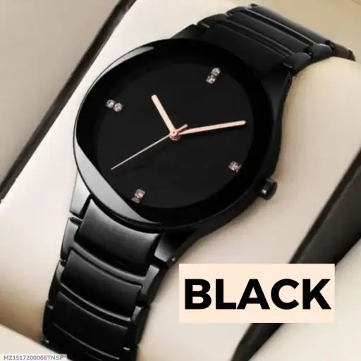 Men's quartz black watch